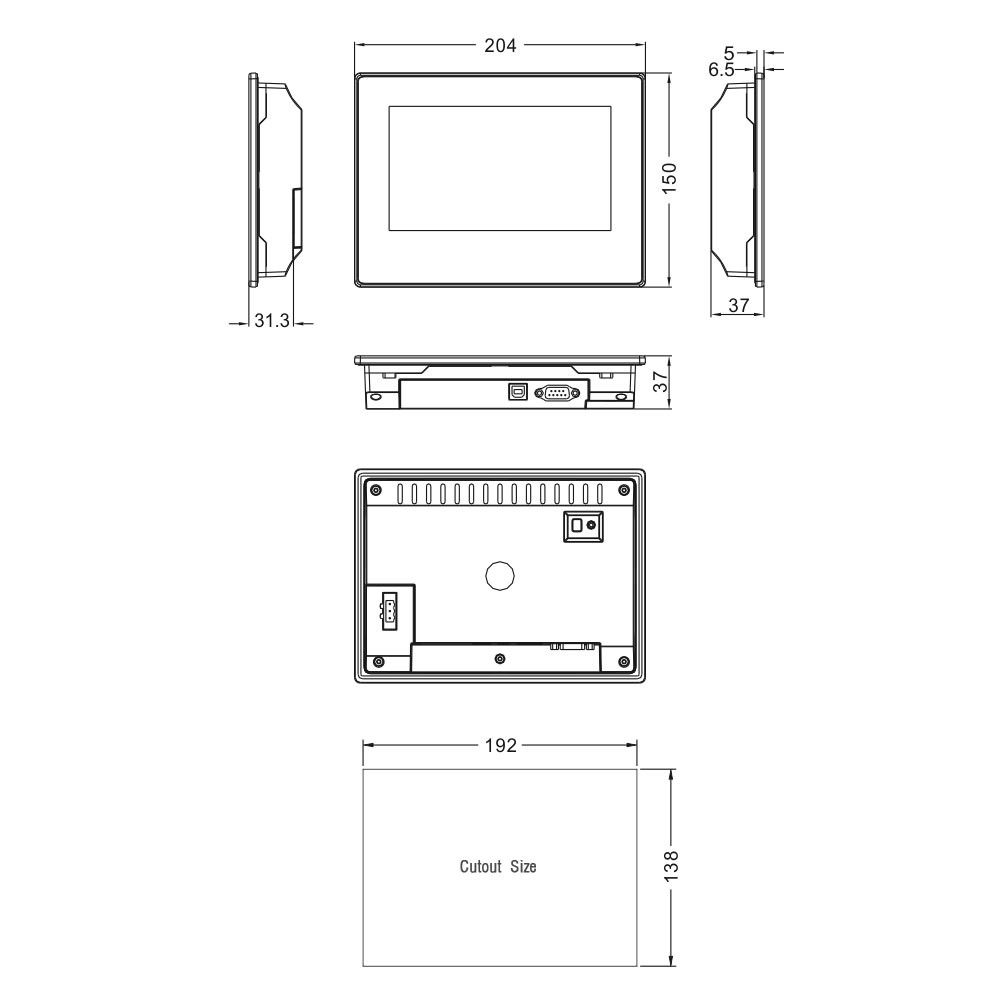 Размеры панели Kinco MT4434TE